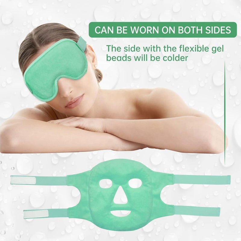 Hidak Cold Face Mask Gel Beads Ice Pack Reduce Face Puff Dark Circles Gel Beads Cold Compress Pack Face SPA for Woman Sleeping Pressure Headaches Skin Care Green Mask Face Mask - Image 5
