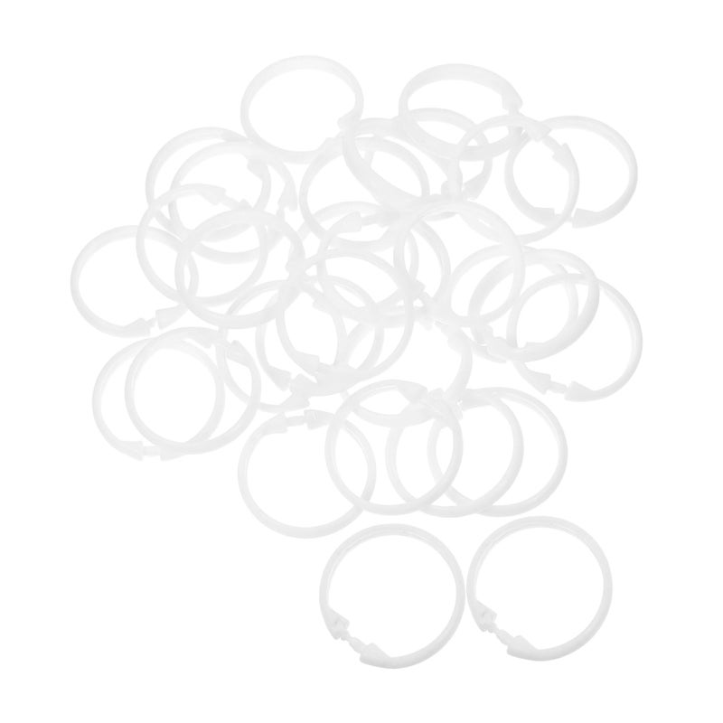 White Plastic Shower Curtain Hooks Rings Heavy Duty Set Of 30 For Drapes - Image 2