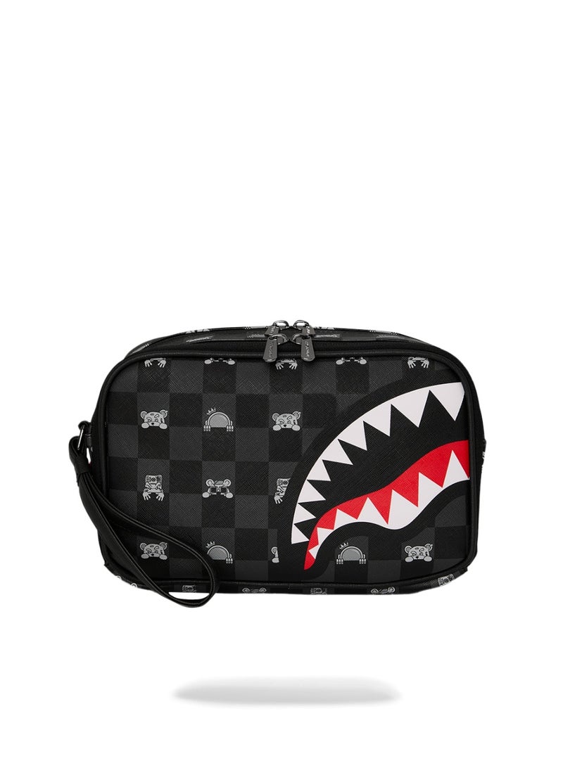 SPRAYGROUND GRAY PEEKING CHARACTER CHECK TOILETRY BRICK - Image 1