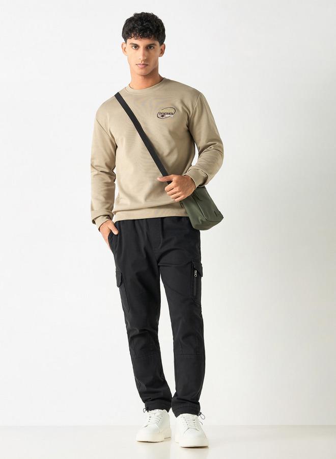 Lee Cooper Embroidered Sweatshirt with Long Sleeves and Crew Neck - Image 2