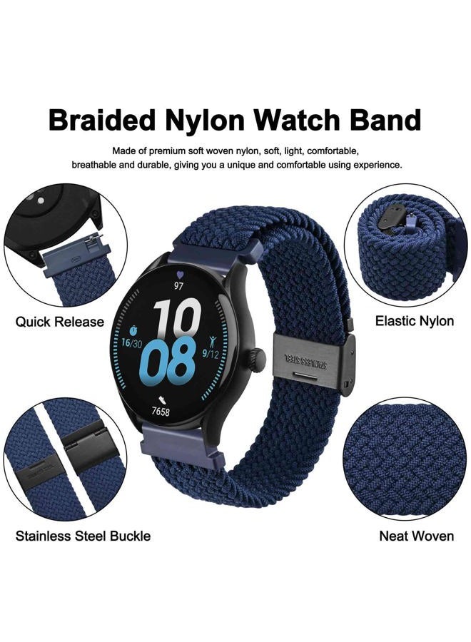 WOCCI 20mm Braided Nylon Watch Band for Men and Women, Quick Release, Black Stainless Steel Buckle (Blue) - Image 3