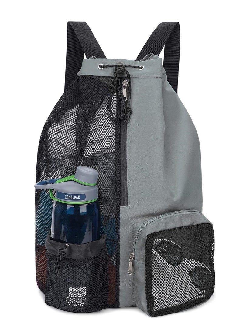 Mesh Swim Bag Drawstring Backpack with Wet Pocket Beach Backpack for Swimming for Swimming Gym and Workout Gear - Image 1