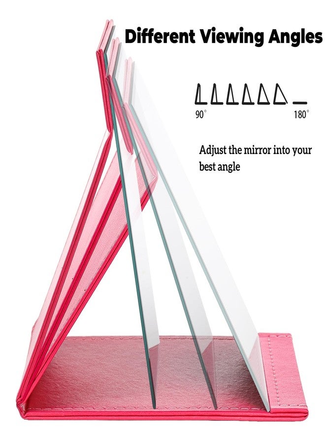 Goaste 3 Pack Portable Folding Makeup Mirror with Stand, 8x6 Inches PU Leather Travel Vanity Mirror, Adjustable Office Tabletop Mirror for Cosmetics Personal Beauty, Assorted Colors - Image 5