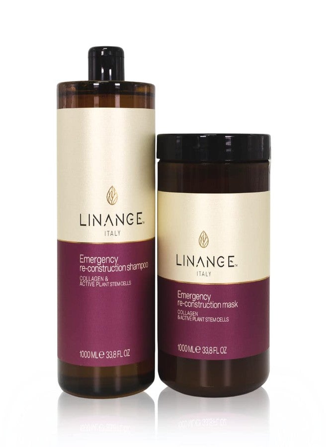 Linange Spa Collagen Emergency Reconstruction Shampoo Els/sles Free 33.8 Oz and Emergency Reconstruction Mask Intensive Action 33.8 OzFree Starry Sexy Kiss Lip Plumping 10 Ml - Image 1