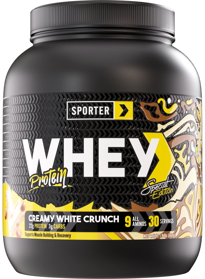 Sporter Whey Protein Powder - High Primary Source Protein 22.5 Grams for Muscle Building, Support & Recovery - Creamy White Crunch - Image 1