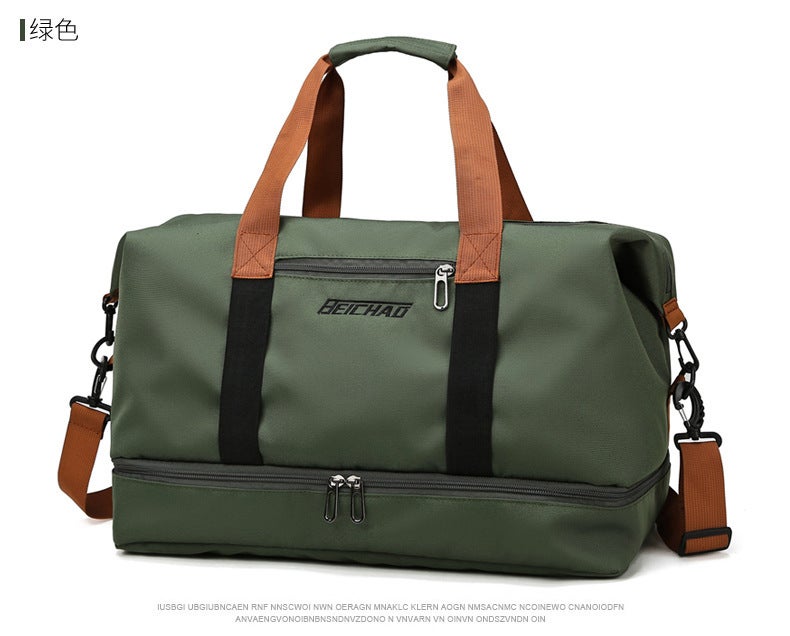 Generic Travel Bag Large Capacity Boarding Duffel Bag Dry and Wet Separation Shoe Bin Bag Cover Tie Rod Travel Gym Bag Cross-border bags Green 