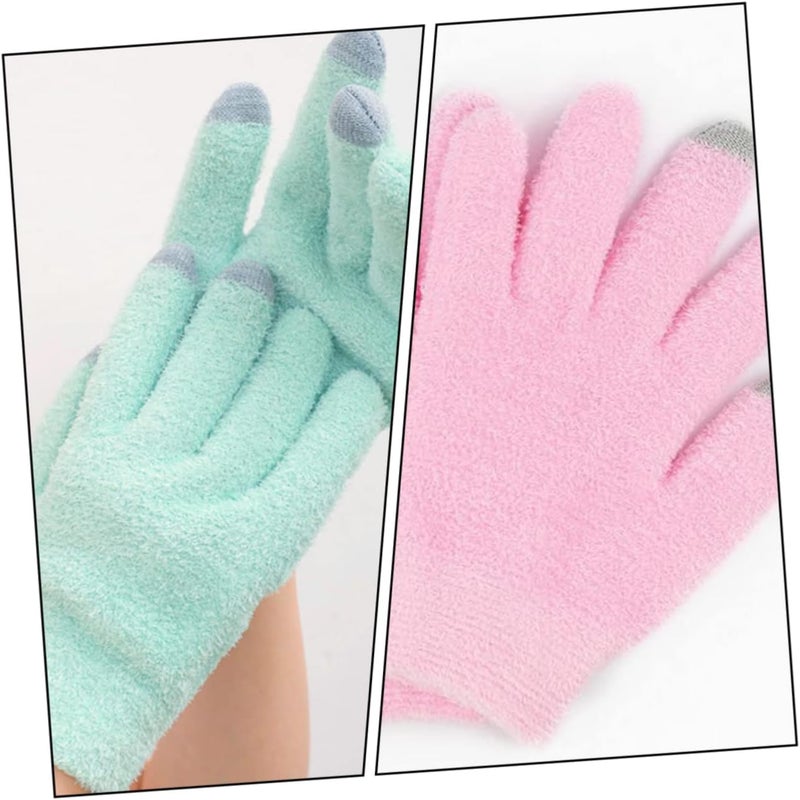 2Pairs Moisturizing Touch Screen Gloves Gel Hand for Dry Cracked Hands Reusable Beauty Care Gloves for Nighttime Use Smooth Skin Repair and Nourishment - Image 3