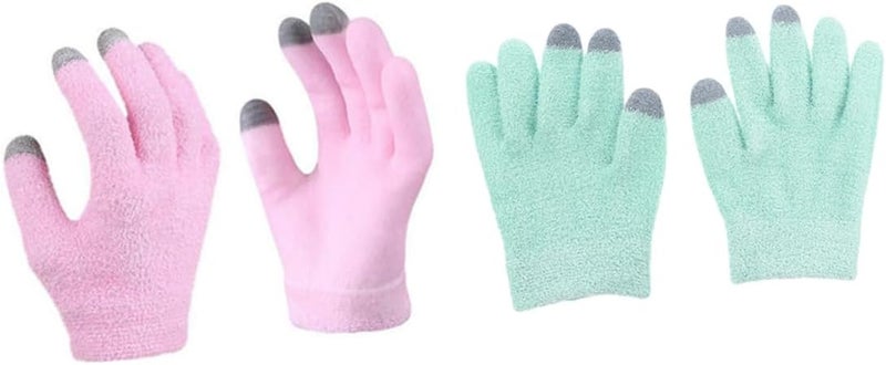 2Pairs Moisturizing Touch Screen Gloves Gel Hand for Dry Cracked Hands Reusable Beauty Care Gloves for Nighttime Use Smooth Skin Repair and Nourishment - Image 1