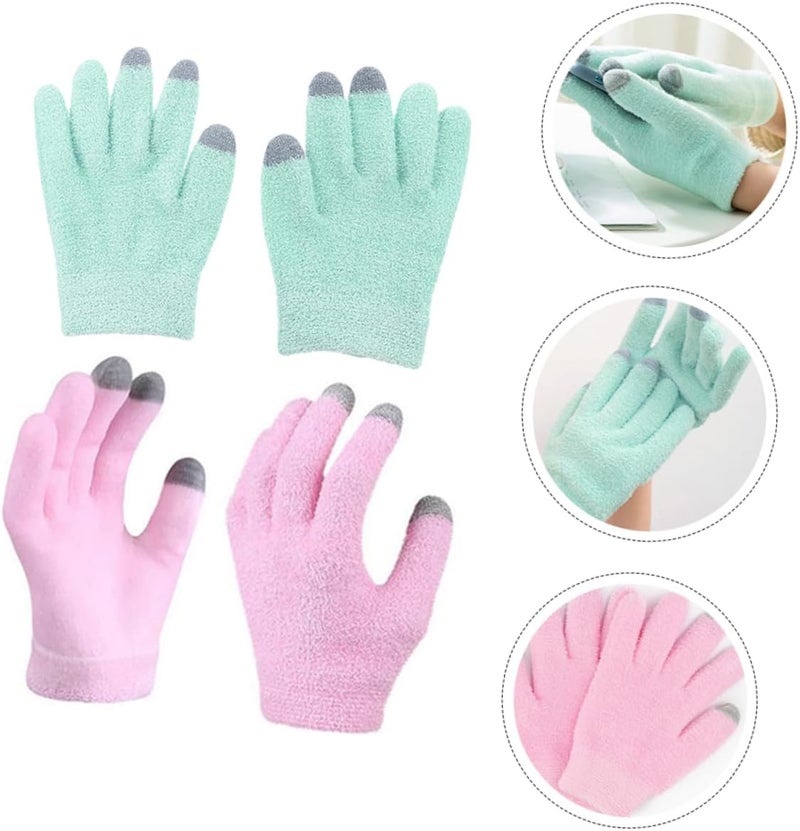 2Pairs Moisturizing Touch Screen Gloves Gel Hand for Dry Cracked Hands Reusable Beauty Care Gloves for Nighttime Use Smooth Skin Repair and Nourishment - Image 2