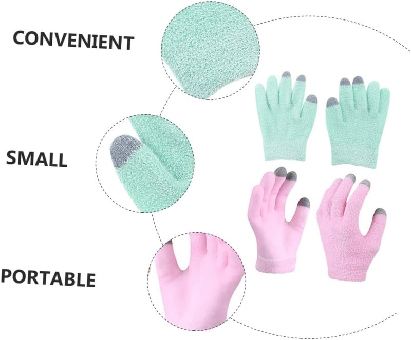 2Pairs Moisturizing Touch Screen Gloves Gel Hand for Dry Cracked Hands Reusable Beauty Care Gloves for Nighttime Use Smooth Skin Repair and Nourishment - Image 5