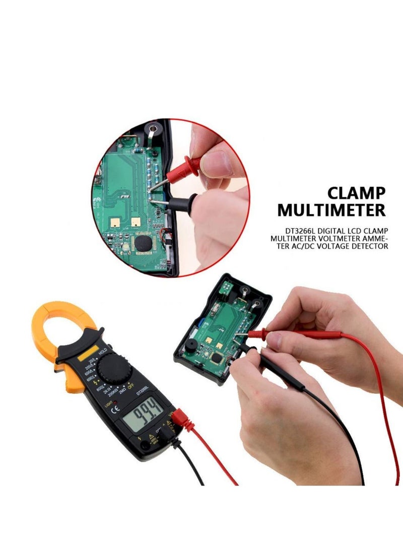 Generic - DT3266L Portable Handheld Clamp Clamp-on Ammeter Digital LCD Multimeter Voltage Detector for Laboratory Store Home Applications AC/DC Current Resistance Voltage Clamp Advanced Multimeter - Image 1