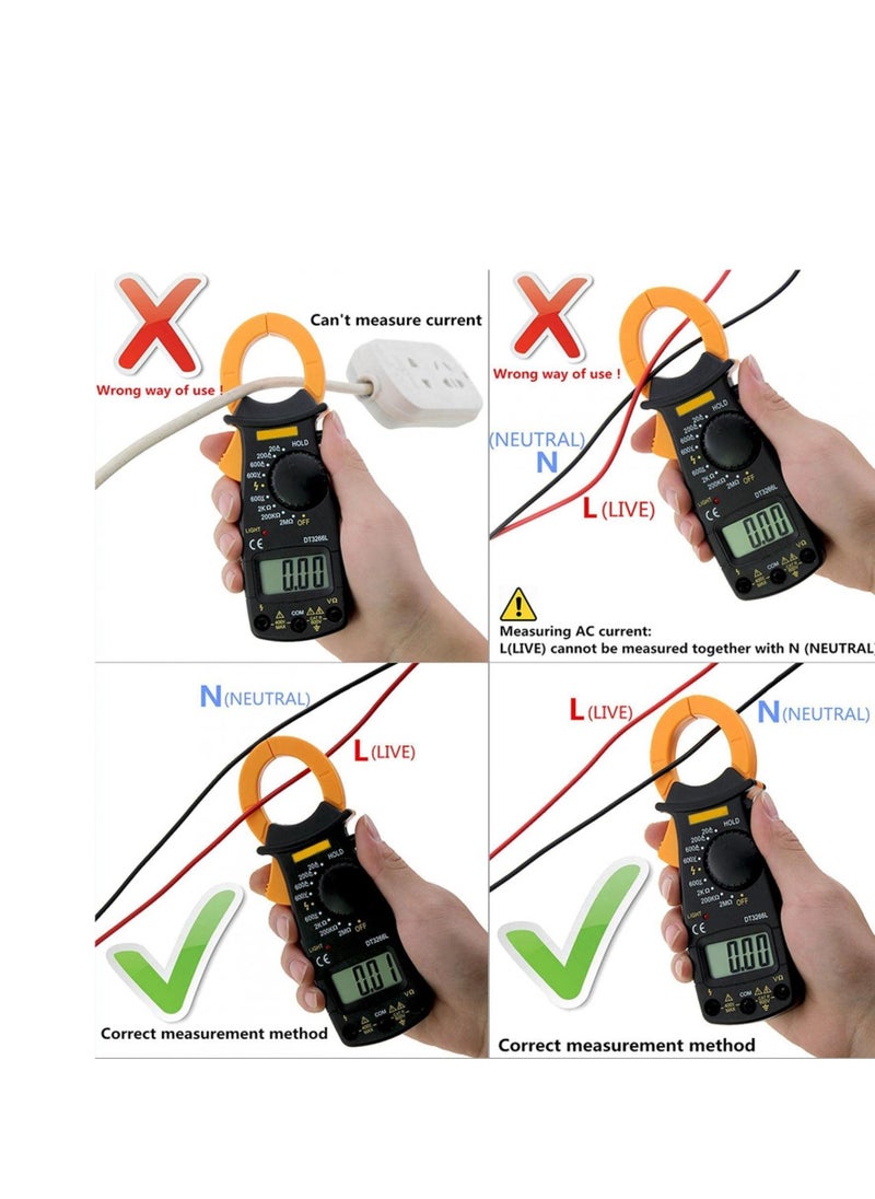 Generic - DT3266L Portable Handheld Clamp Clamp-on Ammeter Digital LCD Multimeter Voltage Detector for Laboratory Store Home Applications AC/DC Current Resistance Voltage Clamp Advanced Multimeter - Image 1