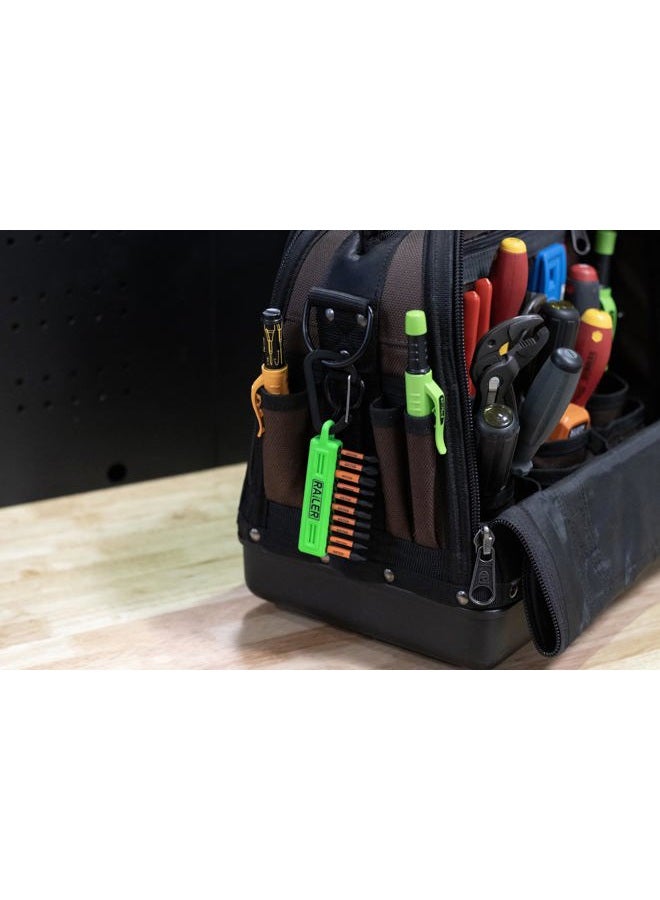 Railer Screwdriver Bit Holder Storage Organizer – Railer 10-Hole Hi-Vis Green Bit Holder with Carabiner - 2 Pack - Image 5