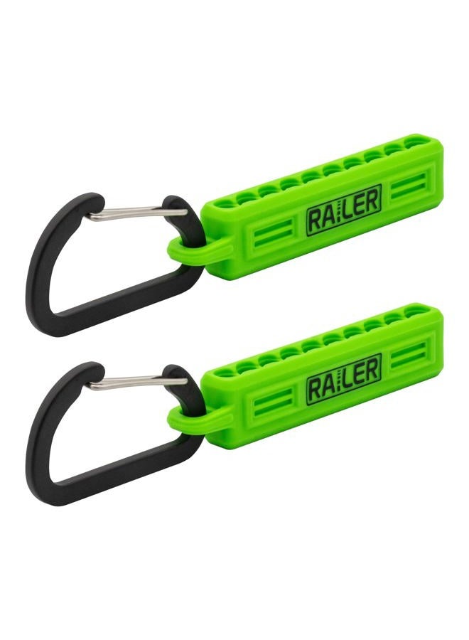 Railer Screwdriver Bit Holder Storage Organizer – Railer 10-Hole Hi-Vis Green Bit Holder with Carabiner - 2 Pack - Image 1