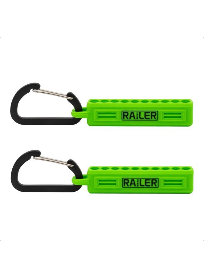 Railer Screwdriver Bit Holder Storage Organizer – Railer 10-Hole Hi-Vis Green Bit Holder with Carabiner - 2 Pack - Image 3