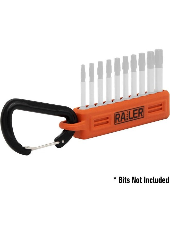 Railer Screwdriver Bit Holder Storage Organizer – Railer 10-Hole Hi-Vis Green Bit Holder with Carabiner - 2 Pack - Image 4