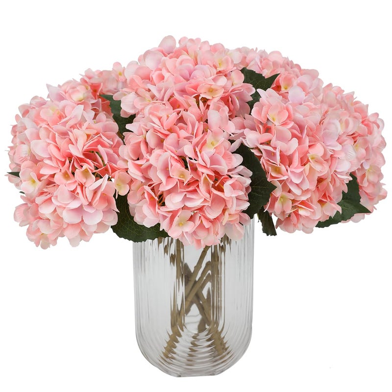 Tifuly Pink Hydrangea Artificial Flowers 5 pcs Realistic Single 189 in Long Stem Fake Silk Hydrangea Bouquets for Party Wedding Centerpieces Home Office Decor