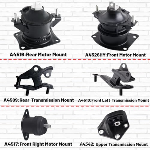 Gdydi Set of 6，Engine Motor and Transmission Mount Kit Compatible with 2003-2007 Accord 2.4L, Replaces# A4526HY A4517 A4509 A4542 A4516 A4510 - Image 3