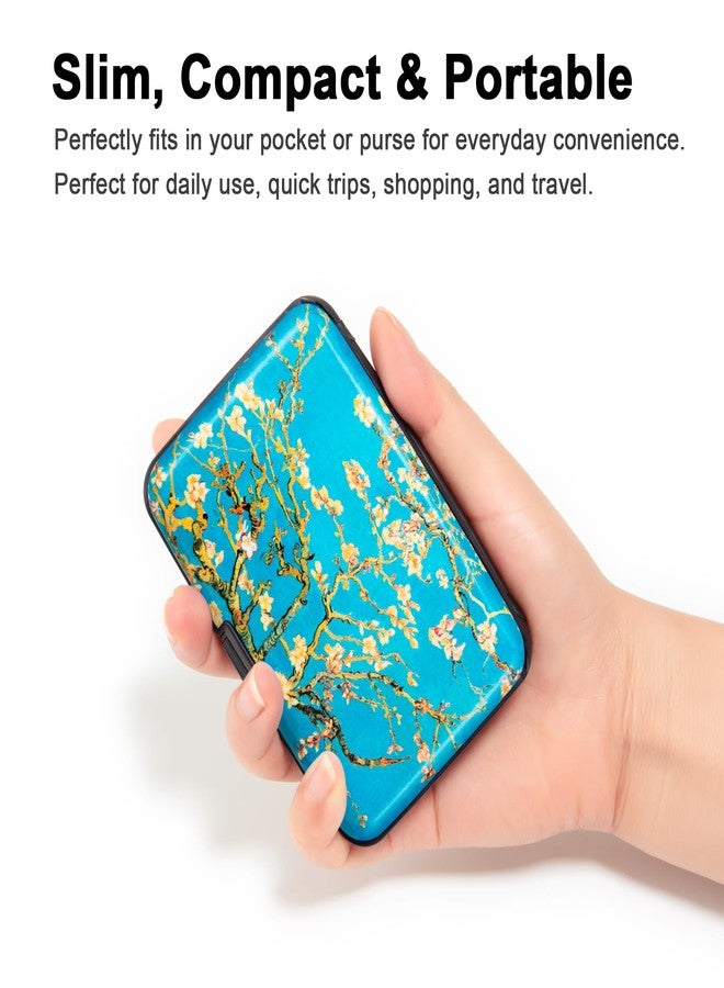 Kaabao Credit Card Holder Small RFID Blocking Wallet Business Metal Slim Mini Aluminum Hard Case for Women Men Gift (Almond Blossoms) - Image 2