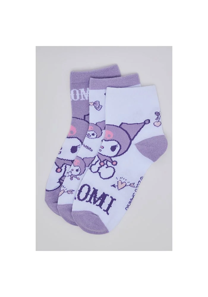 أر أند بي 3 Pack Kuromi Print Ankle Socks