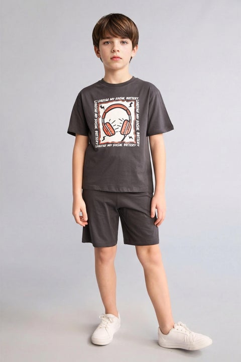 Grey Boy Boy 2 piece Shorts T-Shirt Regular Fit Set Casual