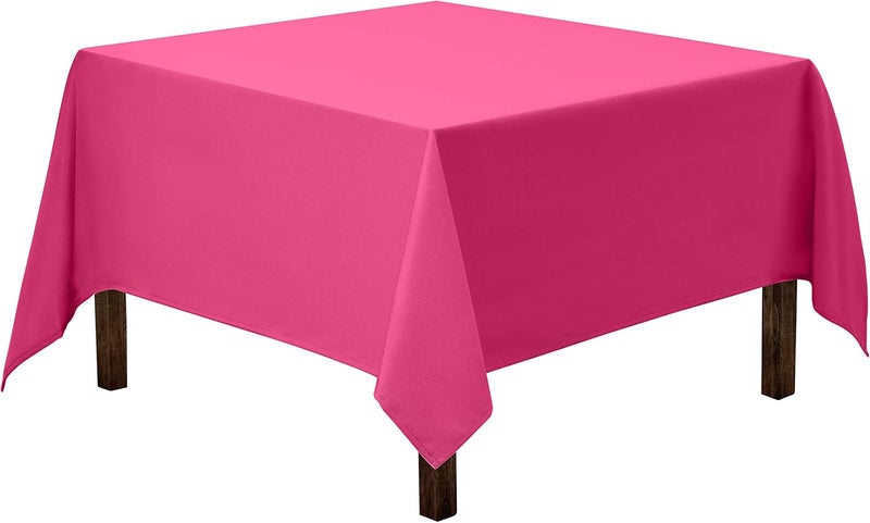 Gee Di Moda Square Tablecloth - 70 x 70 Inch Fuchsia Table Cloth for Medium Square or Round Tables - Heavy Duty Washable Fabric - for Buffet Table, Holiday Party, Dinner, Wedding & Baby Shower - Image 1