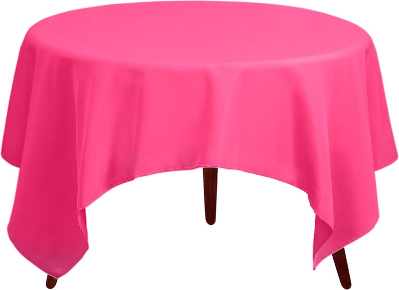 Gee Di Moda Square Tablecloth - 70 x 70 Inch Fuchsia Table Cloth for Medium Square or Round Tables - Heavy Duty Washable Fabric - for Buffet Table, Holiday Party, Dinner, Wedding & Baby Shower - Image 2