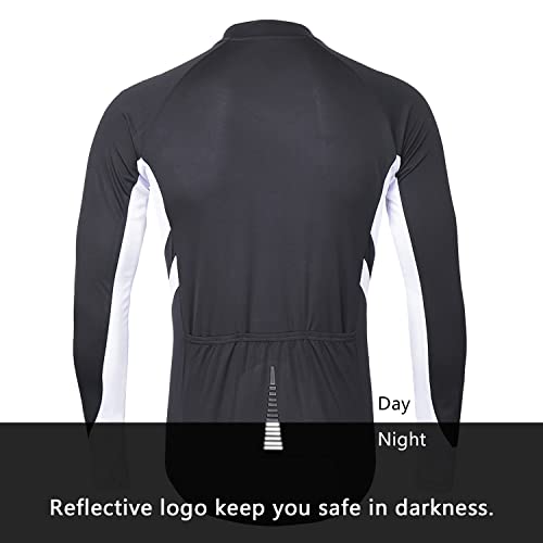 ARSUXEO Men's Full Zipper Long Sleeves Cycling Jersey Bicycle MTB Bike Shirt 6030 Dark Gray Size M - Image 2