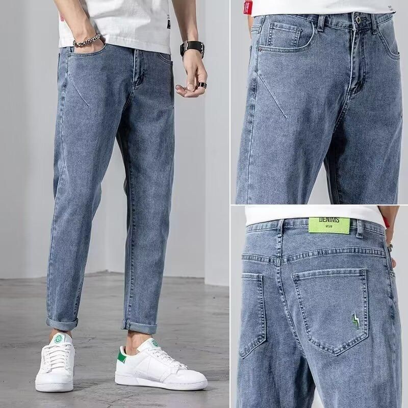 Men's Jeans Spring Korean Fashion Vintage Washed Straight Denim - Image 2