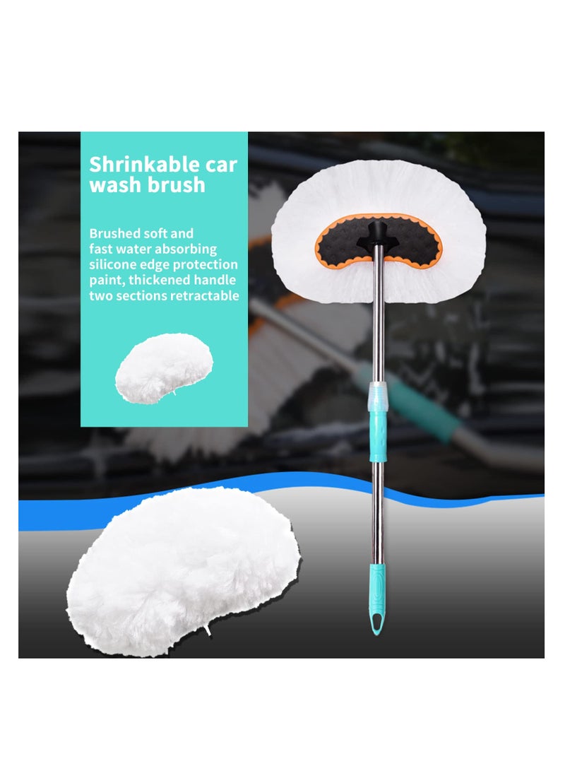 اوميرا فرشاة تنظيف السيارة من المايكروفايبر المبشور بالحليب 125 سم مع مقبض طويل، مستلزمات تنظيف السيارة، ملحقات ادوات غسيل السيارات، مجموعة العناية بالسيارة وفرشاة متعددة الاستخدامات لتنظيف الارضيات - Image 2