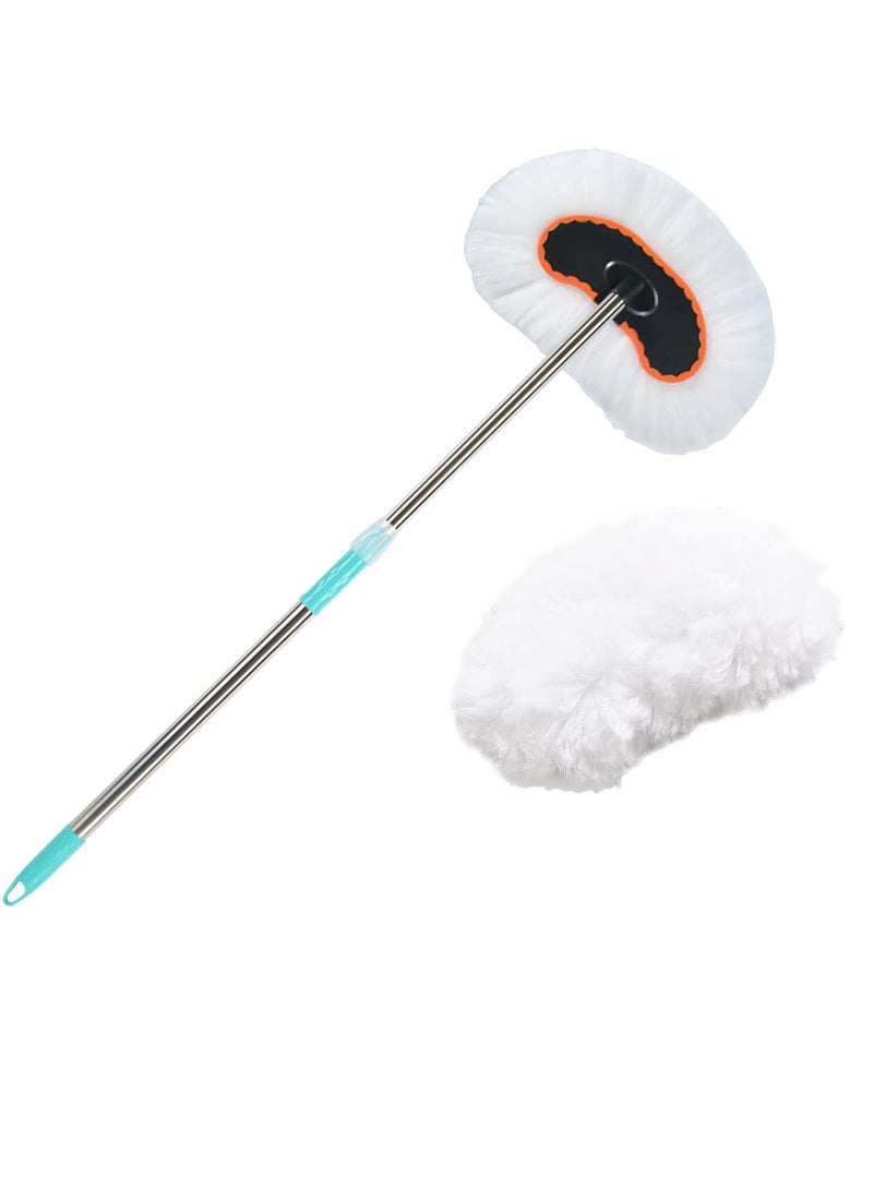 اوميرا فرشاة تنظيف السيارة من المايكروفايبر المبشور بالحليب 125 سم مع مقبض طويل، مستلزمات تنظيف السيارة، ملحقات ادوات غسيل السيارات، مجموعة العناية بالسيارة وفرشاة متعددة الاستخدامات لتنظيف الارضيات - Image 1