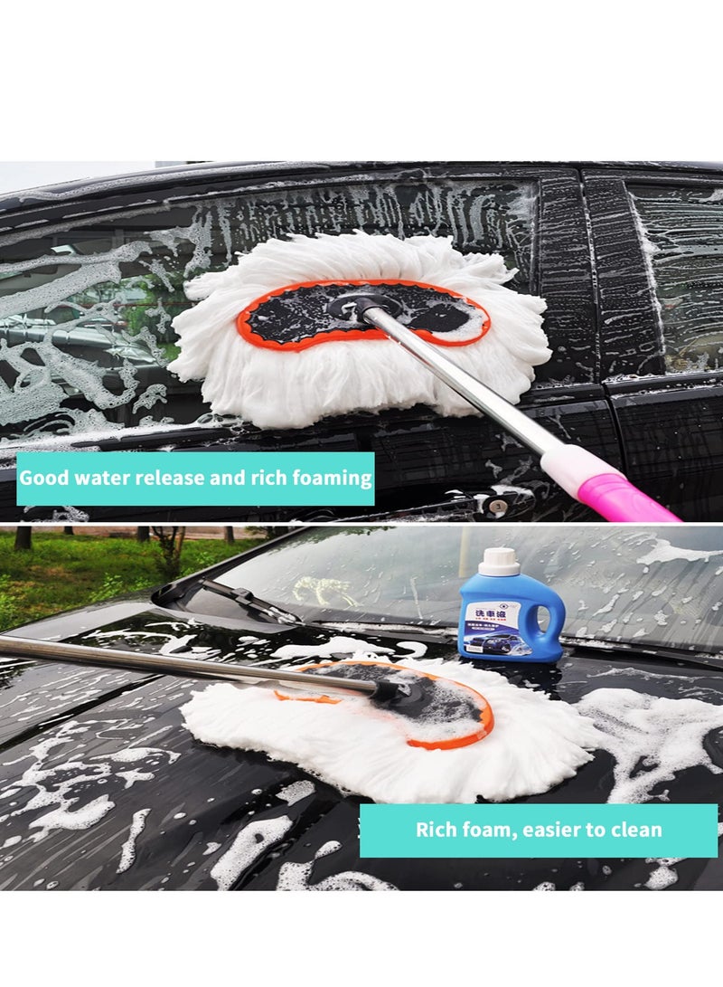 اوميرا فرشاة تنظيف السيارة من المايكروفايبر المبشور بالحليب 125 سم مع مقبض طويل، مستلزمات تنظيف السيارة، ملحقات ادوات غسيل السيارات، مجموعة العناية بالسيارة وفرشاة متعددة الاستخدامات لتنظيف الارضيات - Image 3