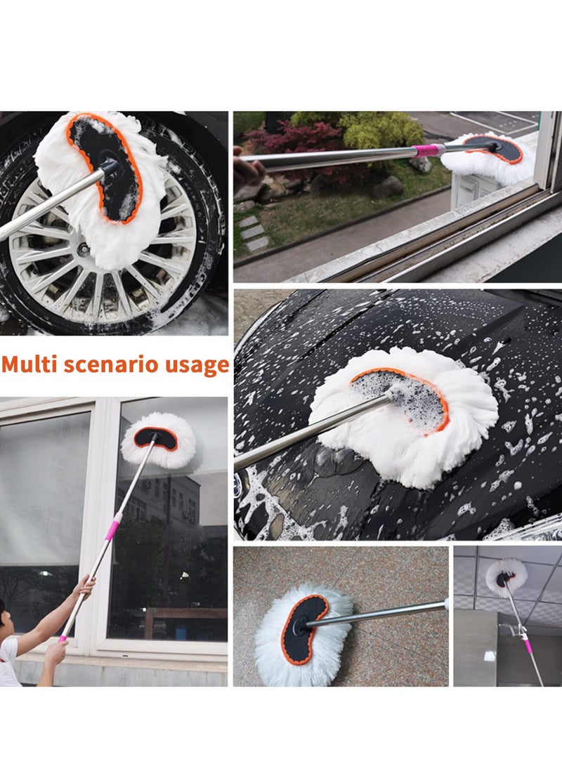اوميرا فرشاة تنظيف السيارة من المايكروفايبر المبشور بالحليب 125 سم مع مقبض طويل، مستلزمات تنظيف السيارة، ملحقات ادوات غسيل السيارات، مجموعة العناية بالسيارة وفرشاة متعددة الاستخدامات لتنظيف الارضيات - Image 5