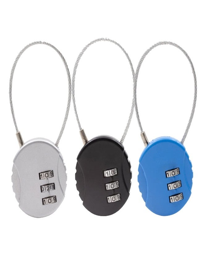 Comemela 3 PCS 3-Digit Combination Lock Gym Locker Lock Waterproof Outdoor Mini Wire Rope Combination Padlock for Zippers, Backpacks, Trolley Cases, Gym Lockers, Fence - Image 1