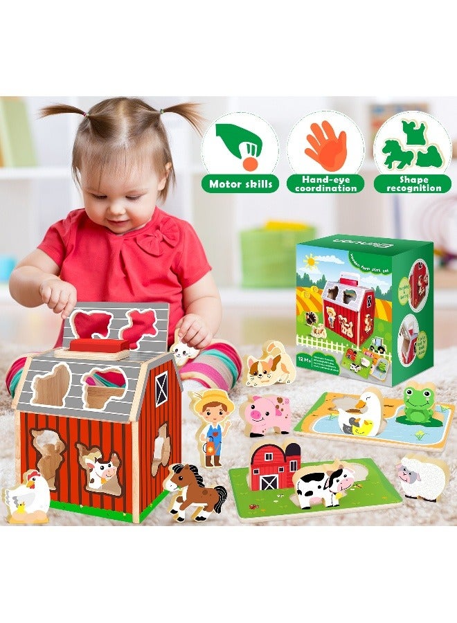 Wooden Assembled Barn House Scene, Pairing Building Blocks, Cognitive Puzzle Blocks, Puzzle Board, for Children Aged 0-3-6 Years  - Image 5