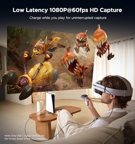 WARRKY Video Capture Card with 100W Power Delivery RightAngle USBC 1080P 60Hz HD Streaming Capture Card Designed for Quest 3 iPad Compatible with Switch PS5 PS4 - Image 3
