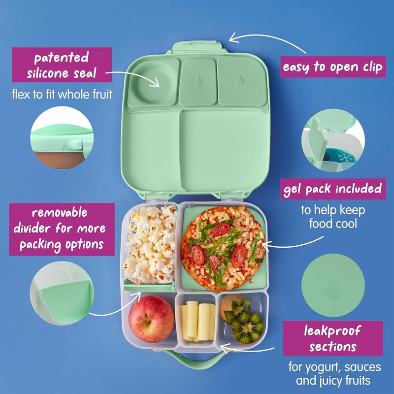 b.box Jumbo Bento Lunch Box for Kids - 4 Compartment Leak Proof Design with Gel Cold Pack - Image 3