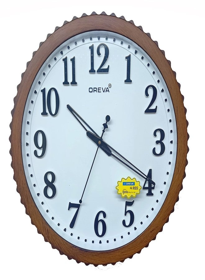 OREVA Plastic Designer Sweep Wall Clock (36 x 36 x 4.25 cm, D Wood, AQ-6347 SS) - Image 1