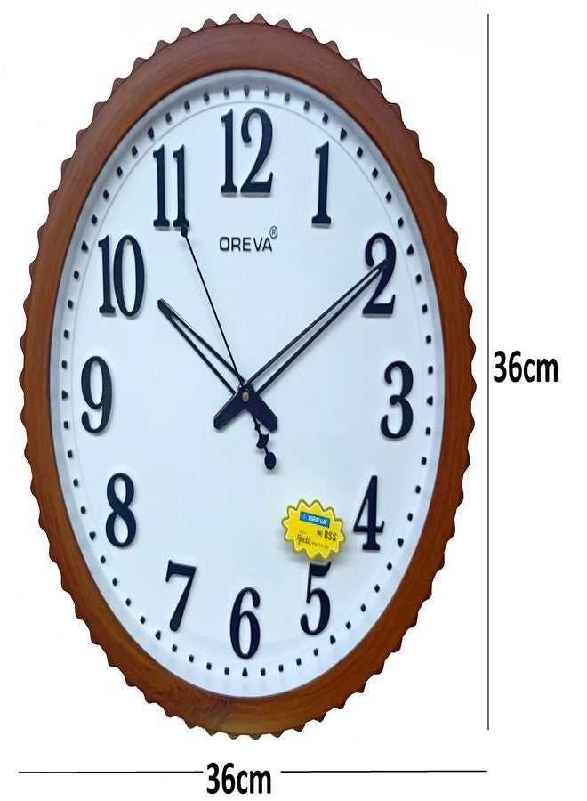 OREVA Plastic Designer Sweep Wall Clock (36 x 36 x 4.25 cm, D Wood, AQ-6347 SS) - Image 2