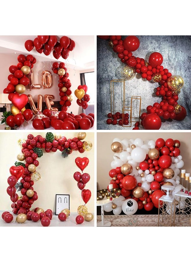 PartyWoo Red And Gold Balloons, 60 Pcs Burgundy Balloons, Ruby Red Balloons, Gold Confetti Balloons, Gold Metallic Balloons For Red And Gold Party Decorations, Burgundy Party Decorations  - Image 3