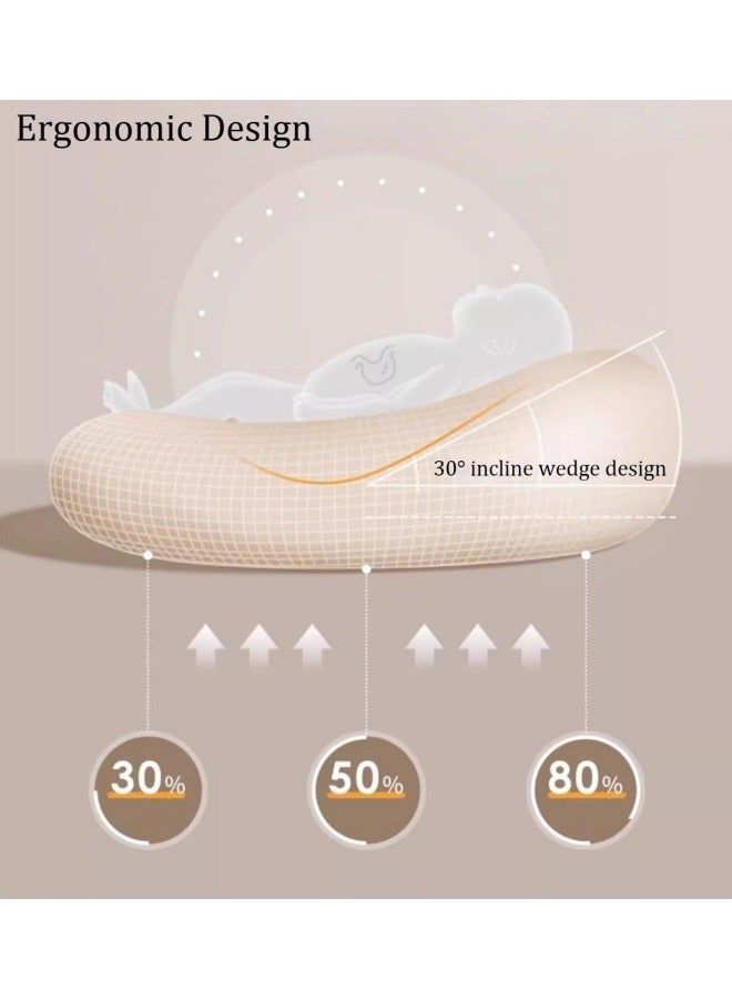 GGEROU Baby Feeding Pillow 30° Incline Design for Spit-Up Reduction 3D A-Shaped Nursing Pillow Portable Multi-Use Infant Pregnancy Pillow - Image 3