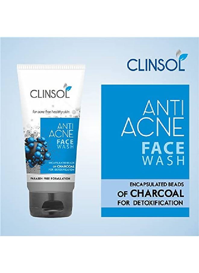 Leeford Clinsol Anti Acne Charcoal Facewash For Acnefree And Healthy Skin With Encapsulated Beads Of Charcoal For Detoxifying | Pack Of 3 (70 Gm Each)  - Image 4