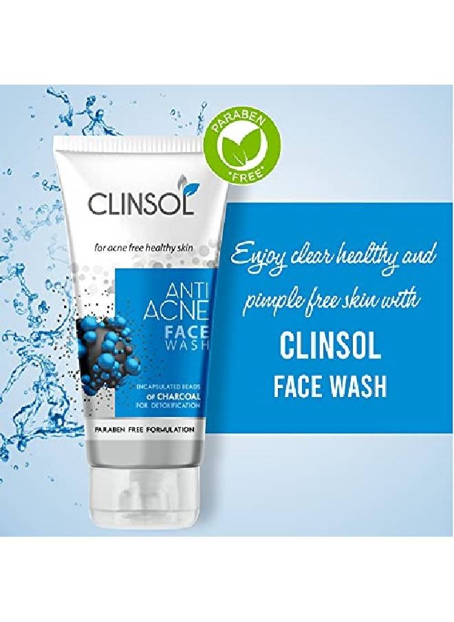 Leeford Clinsol Anti Acne Charcoal Facewash For Acnefree And Healthy Skin With Encapsulated Beads Of Charcoal For Detoxifying | Pack Of 3 (70 Gm Each)  - Image 3