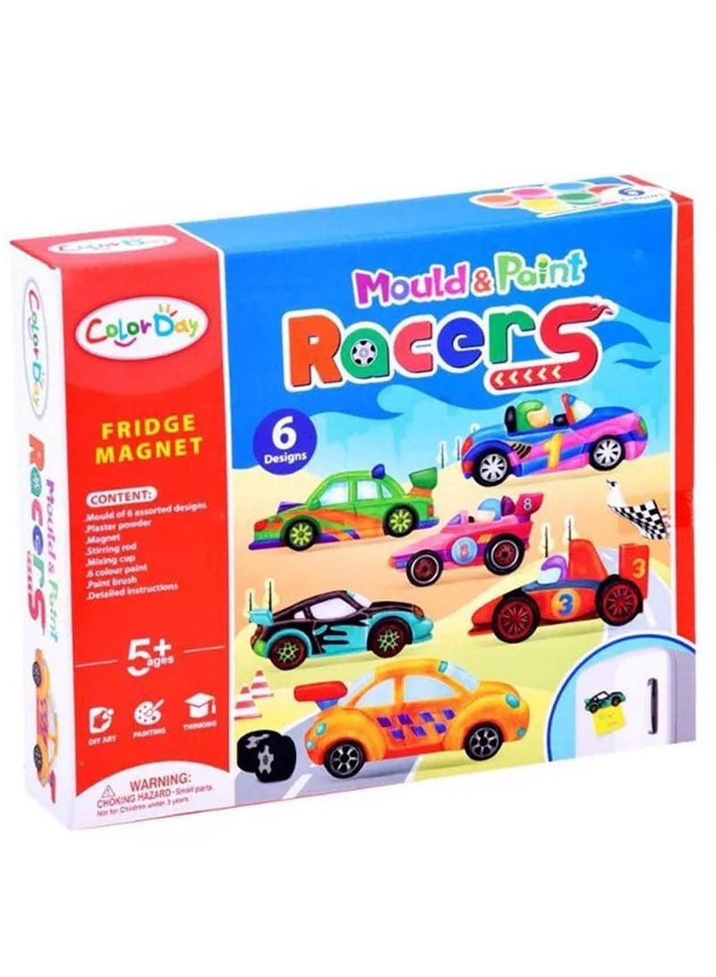 Brain Giggles DIY Car Mould and Paint Fridge Magnet DIY Car Fridge Magnet Craft Kit for Boys and Girls - Image 1