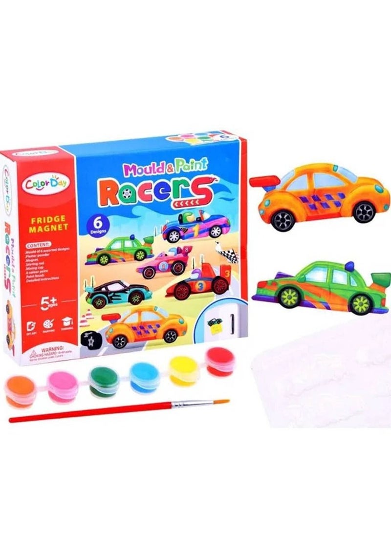 Brain Giggles DIY Car Mould and Paint Fridge Magnet DIY Car Fridge Magnet Craft Kit for Boys and Girls - Image 3
