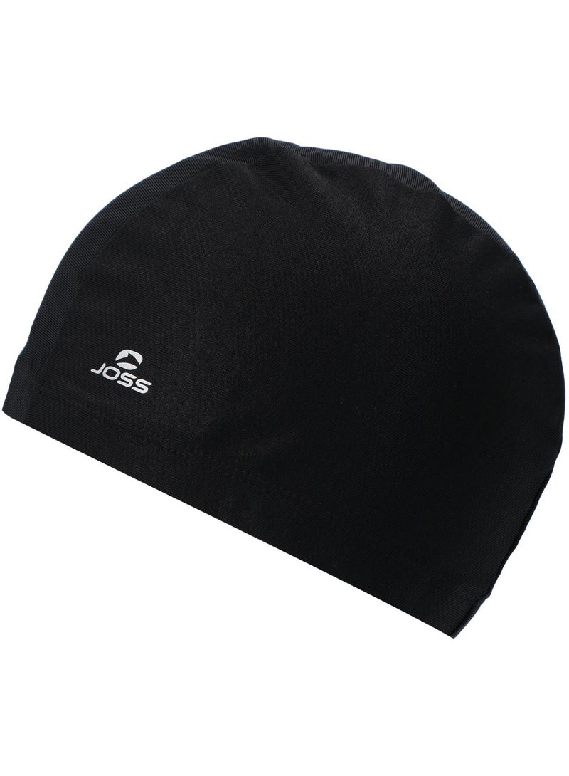 Joss Black Polyester Swimming Cap  One Size, Comfortable Fit, Stylish Design, Ideal For Pool, Water Parks & Open Water Swimming, Hair Protection - Image 1