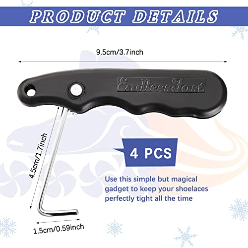 MTLEE Lace Tightener 4 Pieces Folding Shoe Lace Puller Stainless Hockey Lace Tightening Tool Portable Lace Tightener Puller Tool Black Skate Lace Tightener for Ice Skates Figure Skates Boots Shoes - Image 3
