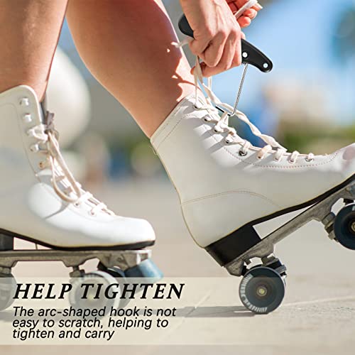 MTLEE Lace Tightener 4 Pieces Folding Shoe Lace Puller Stainless Hockey Lace Tightening Tool Portable Lace Tightener Puller Tool Black Skate Lace Tightener for Ice Skates Figure Skates Boots Shoes - Image 4