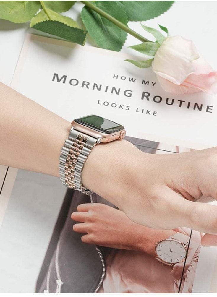 Replacement Band Compatible with Apple Watch 44mm / 42mm Stainless Steel Solid Strap Metal Bracelet for Apple Watch Series 7 6 5 4 3 2 SE (Silver - Image 4