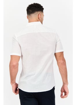 SELECTED Men Regular Fit Short Sleeve Stripe Casual Shirt, White  - Image 2